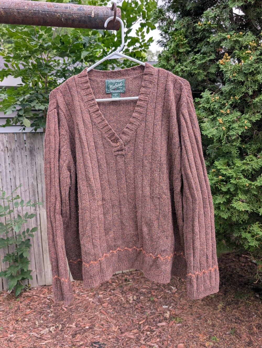 Woolrich Women's Brown Wool Blend Knit V Neck Sweater Size 2X